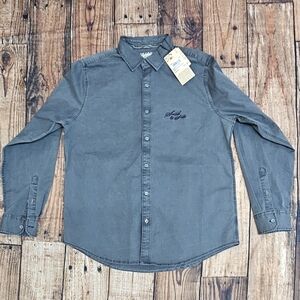 Scotch & Soda Men's Blue Denim Embroidery Logo Button Shirt Size Men's Size Med